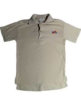 6 Boys True Vintage 1970's Polo Shirt Worn Tan TONKA TRUCK BUTTON COLLAR SHIRT